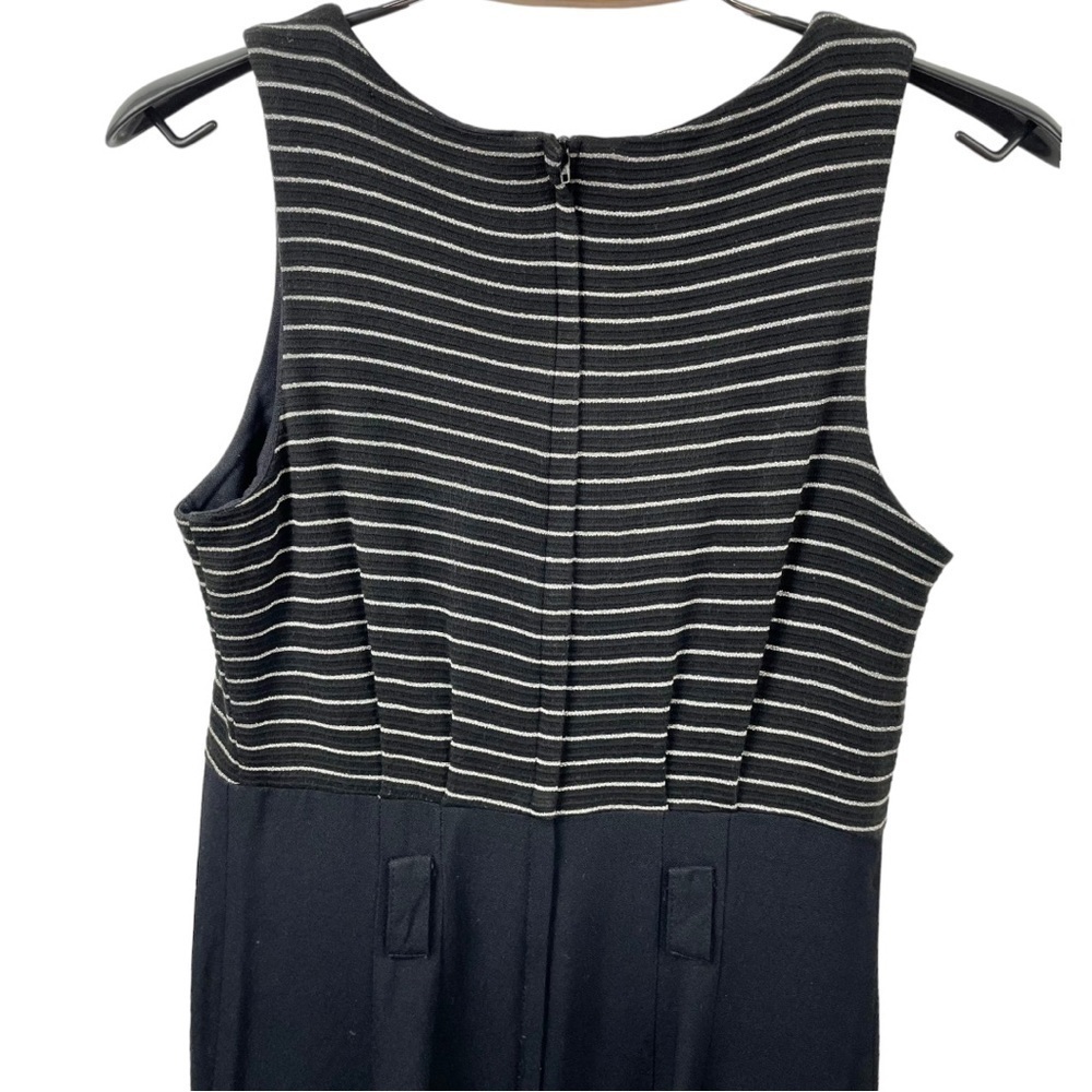 Vintage Sleeveless Jumpsuit in Black with Silver Striped Top Size 9/10 - Picture 6 of 7